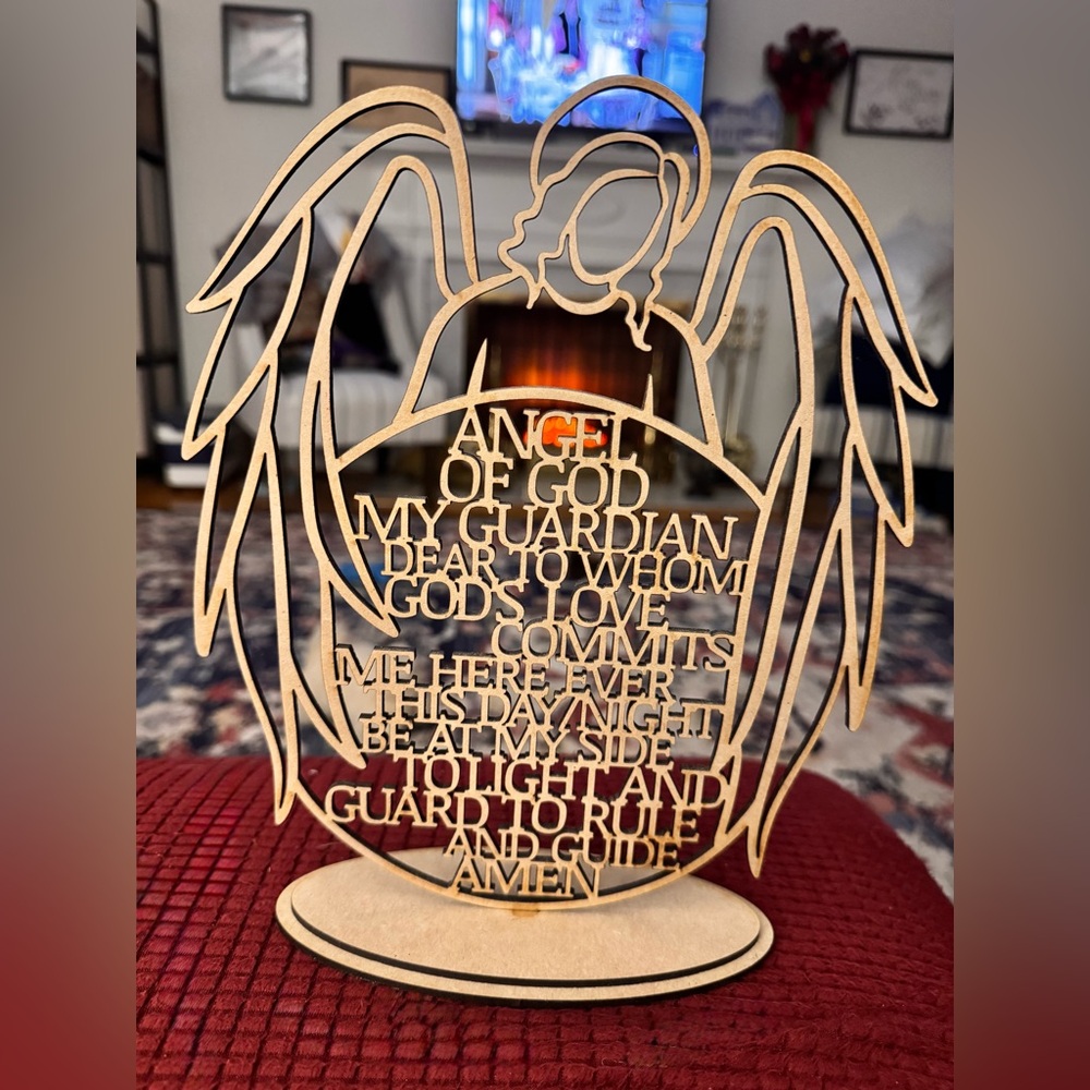 Handmade by me - Guardian Angel Wood Shelf Sign - Picture 2 of 2